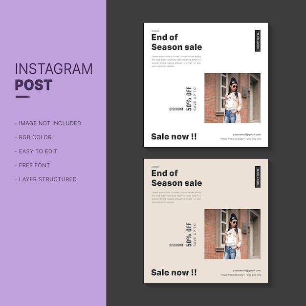 Diseño de plantilla de publicación de instagram, diseño de redes sociales, plantilla de instagram