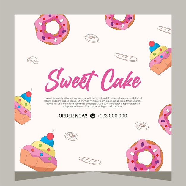 Vector diseño de plantilla de publicación de instagram de panadería