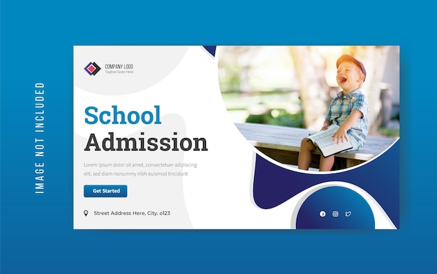 Diseño de plantilla de publicación de redes sociales de admisión a la escuela Vector Premium