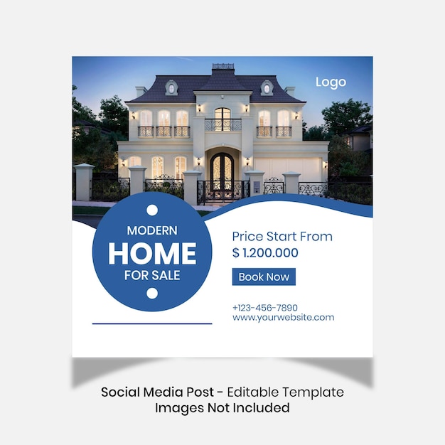 Diseño de plantilla de publicación de redes sociales de casa de bienes raíces