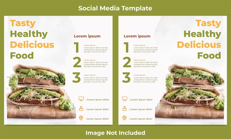 Vector diseño de plantilla de publicación de redes sociales de comida saludable sabrosa