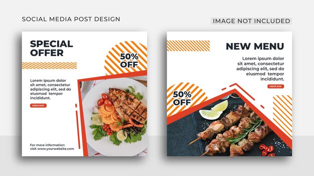 diseño de plantilla de publicación de redes sociales de instagram para restaurante de negocios de comida