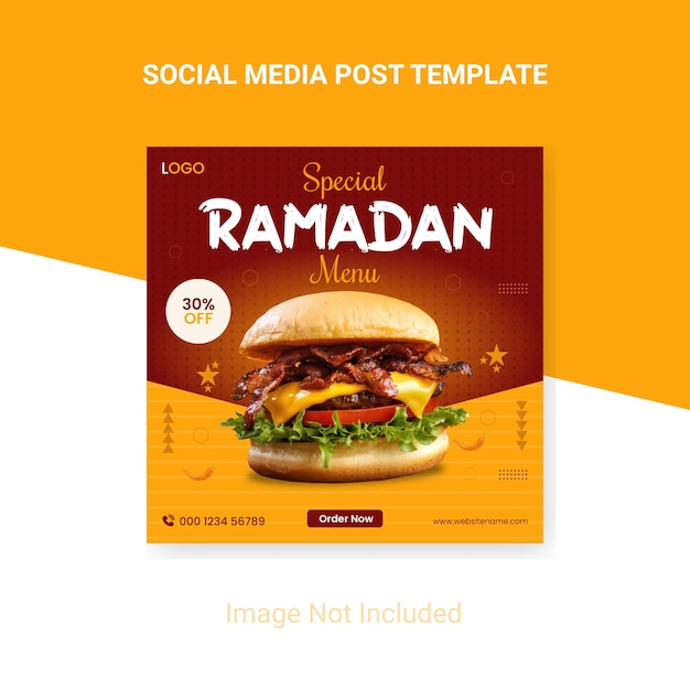 Diseño de plantilla de publicación de redes sociales de ramadán