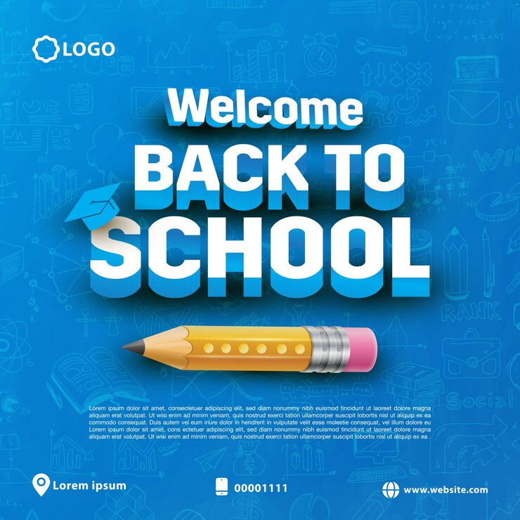 Diseño de plantilla de publicación de redes sociales de regreso a la escuela para tarjeta postal de anuncios web