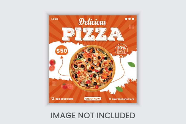 Diseño de plantilla de publicación de redes sociales de restaurante y menú de comida deliciosa