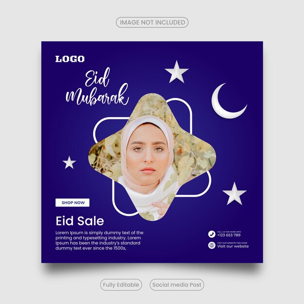 Vector diseño de plantilla de publicación en redes sociales de venta de eid para publicaciones en redes sociales y anuncios web moderno