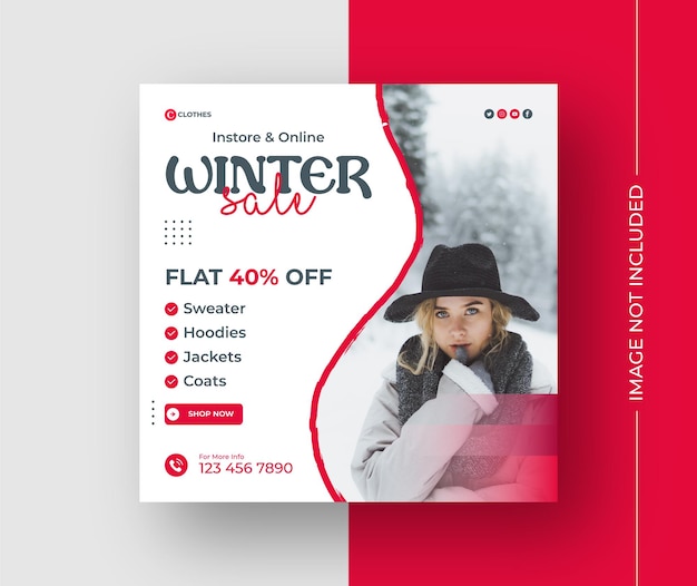 Diseño de plantilla de publicación de redes sociales de venta de invierno
