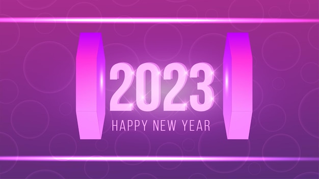 Diseño de plantilla púrpura de año nuevo 2023 para redes sociales, pancarta, póster