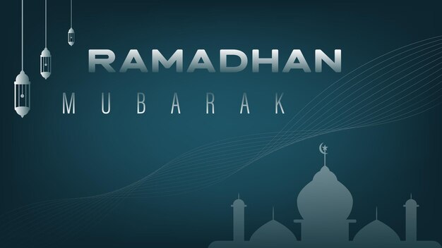 diseño de plantilla de ramadán minimalista y moderno con adorno de mezquita y farol