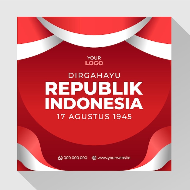 Diseño de plantilla de redes sociales del día de la independencia de indonesia