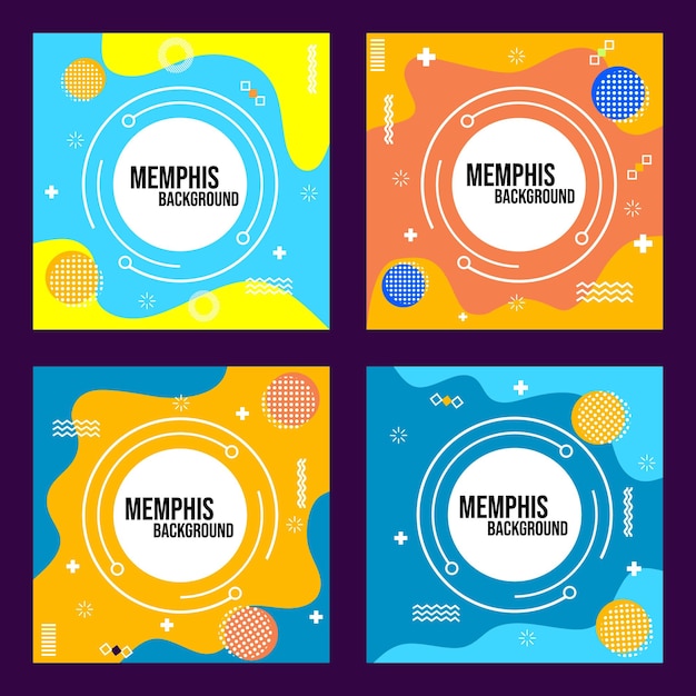 diseño de plantilla de redes sociales de estilo memphis utilizado para diseños de alimentación alegres y coloridos