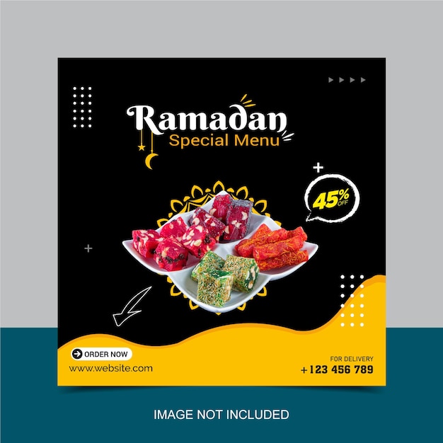 Diseño de plantilla de redes sociales de menú de comida especial de ramadán