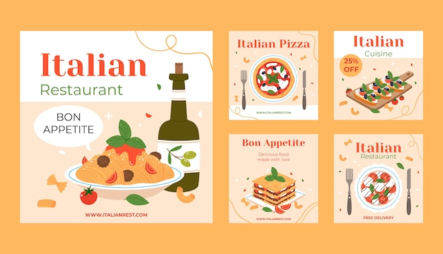 Vector diseño de plantilla de restaurante italiano