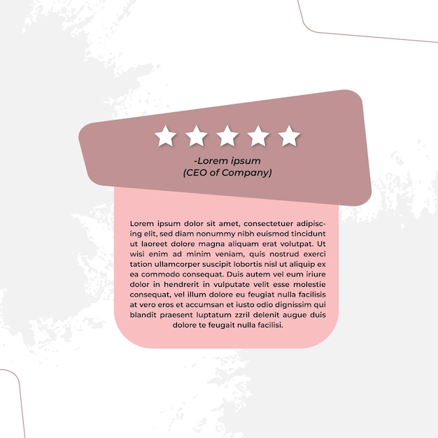 Diseño de plantilla de revisión de testimonios con comentario de calificación de estrellas