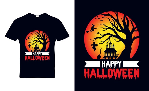 Diseño de plantilla de ropa y camisetas con citas de tipo Feliz Halloween para su tienda