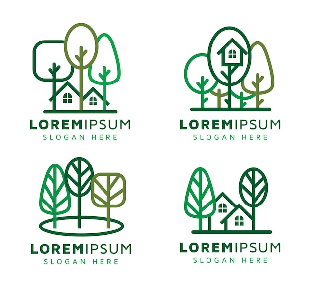 Vector diseño de plantilla de símbolo de logotipo de casa de árbol