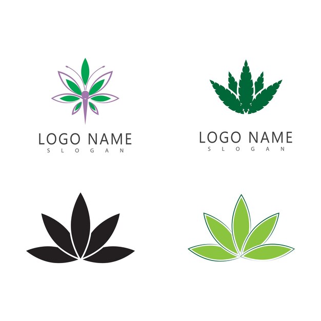 Diseño de la plantilla del símbolo vectorial del logotipo del cannabis