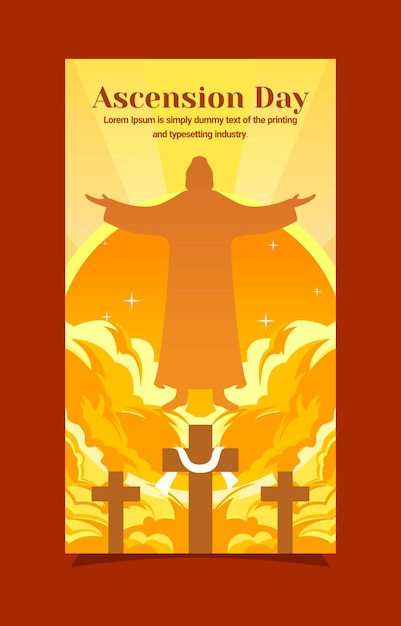 Diseño de plantilla de tamaño de historia con el tema de la ascensión del día de jesús diseño premium