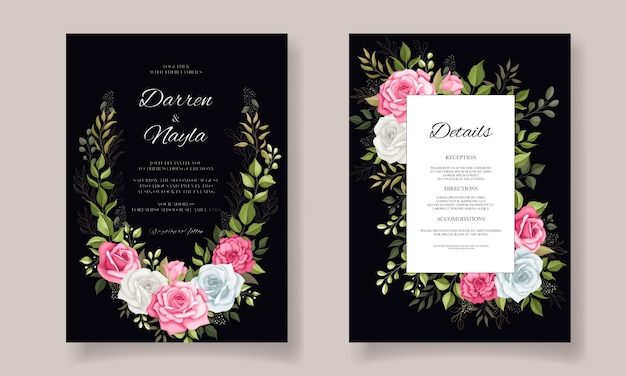 Diseño de plantilla de tarjeta de boda floral elegante