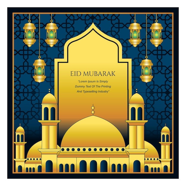 diseño de plantilla de tarjeta de felicitación de eid mubarak