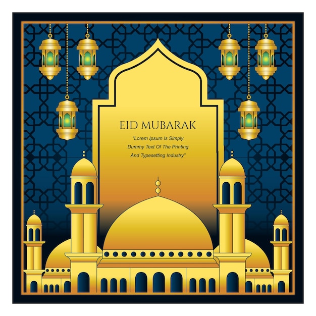 Diseño de plantilla de tarjeta de felicitación de eid mubarak