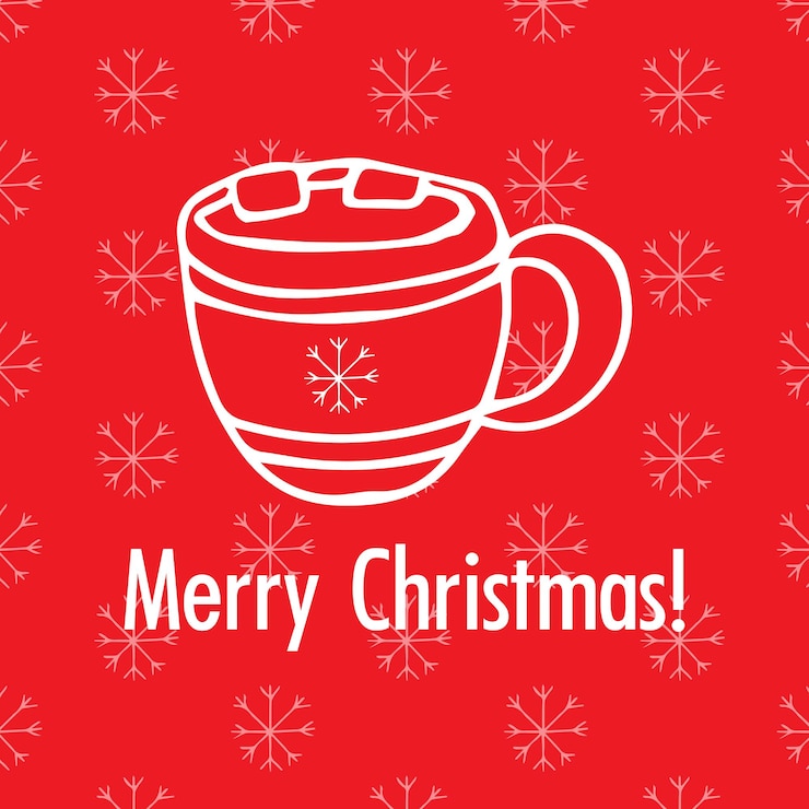Vector diseño de plantilla de tarjeta de felicitación de navidad. una taza de café negra con diseño tipográfico.