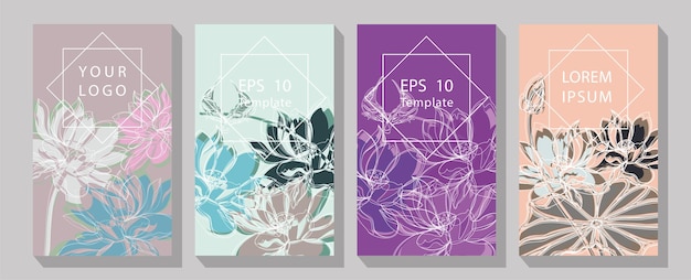 Vector diseño de plantilla de tarjeta de felicitación de san valentín botánico minimalista