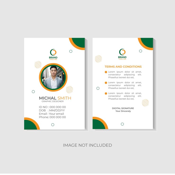 Diseño de plantilla de tarjeta de identificación comercial moderno y limpio