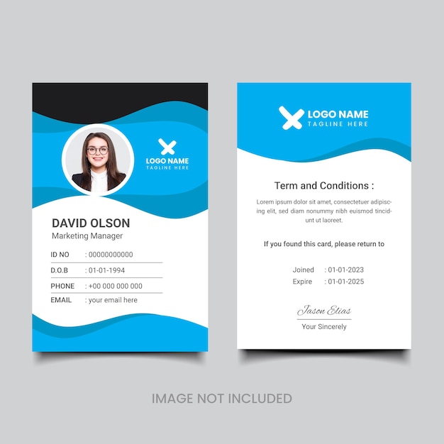 Diseño de plantilla de tarjeta de identificación comercial moderno y limpio