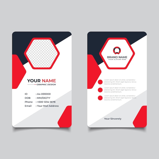 Diseño de plantilla de tarjeta de identificación comercial moderno y limpio