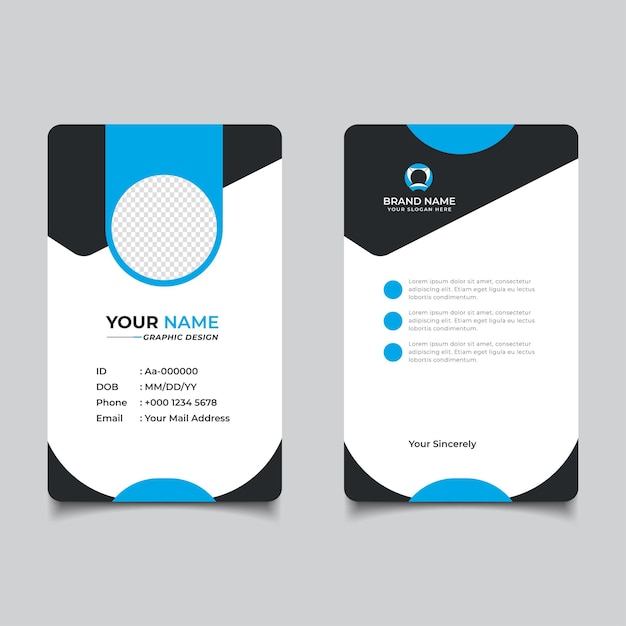 Diseño de plantilla de tarjeta de identificación comercial moderno y limpio