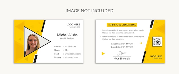 Diseño de plantilla de tarjeta de identificación creativa amarilla vector premium