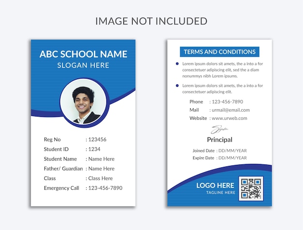 Diseño de plantilla de tarjeta de identificación de estudiante creativo vector premium