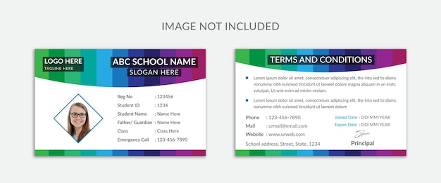 Diseño de plantilla de tarjeta de identificación de estudiante Vector Premium