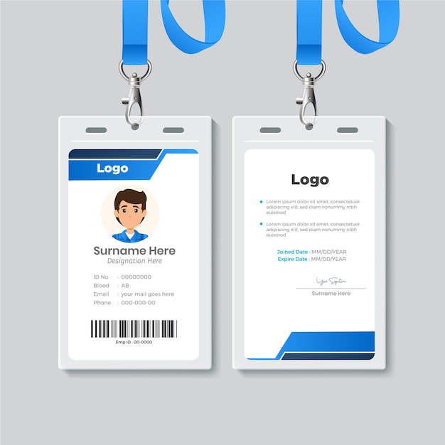 Diseño de plantilla de tarjeta de identificación simple con vector