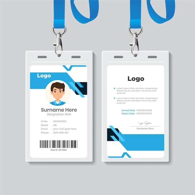 Diseño de plantilla de tarjeta de identificación simple con vector