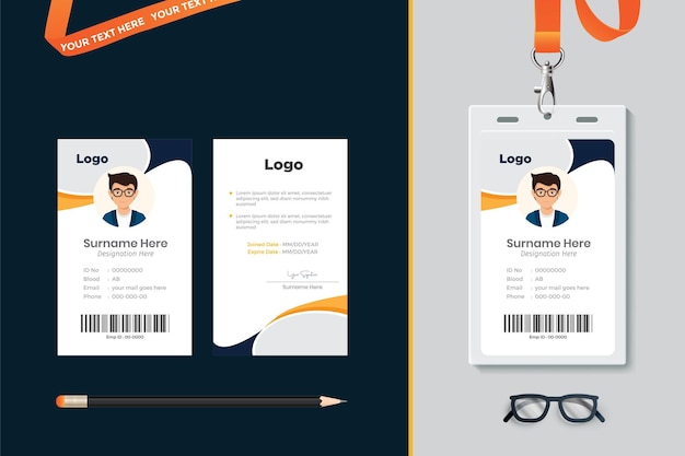 Diseño de plantilla de tarjeta de identificación simple con vector