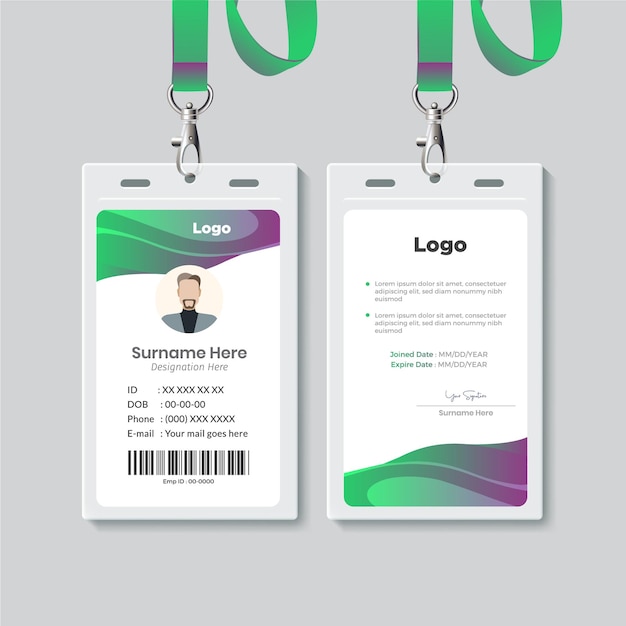 Diseño de plantilla de tarjeta de identificación simple con vector