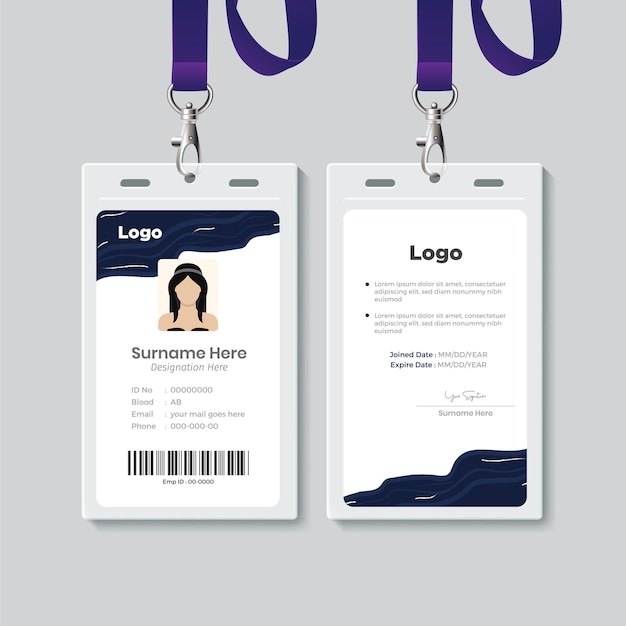 Diseño de plantilla de tarjeta de identificación simple con vector