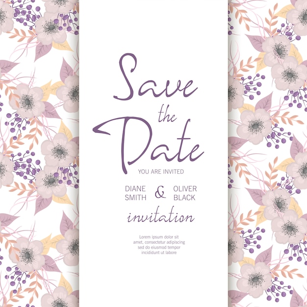 Diseño de plantilla de tarjeta de invitación de boda botánica