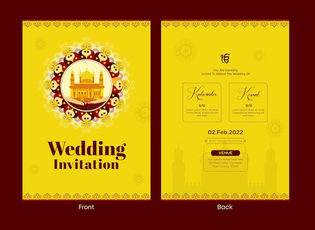 Diseño de plantilla de tarjeta de invitación de boda india