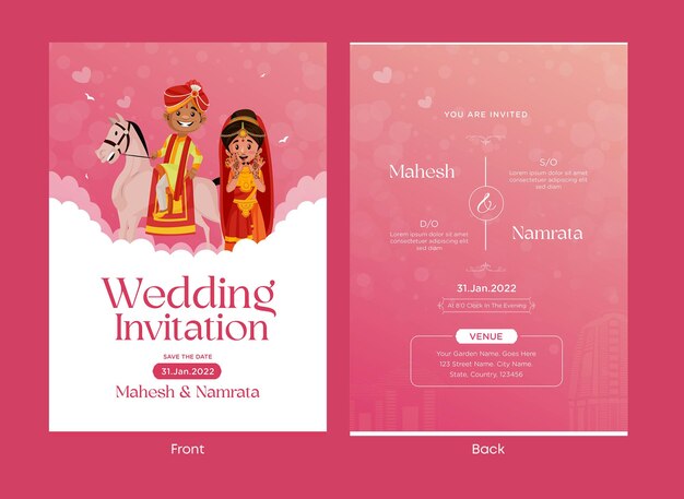 Diseño de plantilla de tarjeta de invitación de boda india