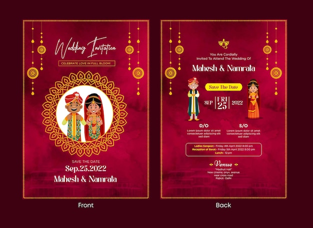 Diseño de plantilla de tarjeta de invitación de boda india