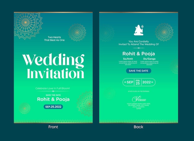 Diseño de plantilla de tarjeta de invitación de boda india