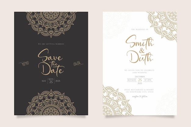 Diseño de plantilla de tarjeta de invitación de boda de lujo