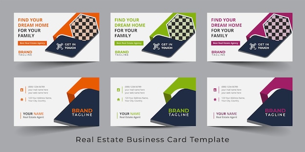 Diseño de plantilla de tarjeta de visita de agente inmobiliario y venta de viviendas