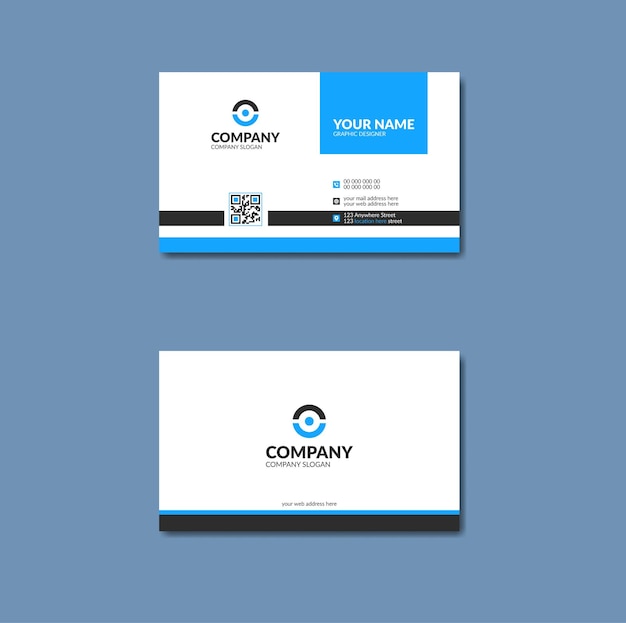Diseño de plantilla de tarjeta de visita azul moderno limpio simple