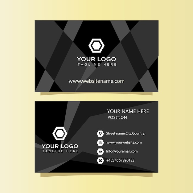 Vector diseño de plantilla de tarjeta de visita dorada de lujo oscuro listo para imprimir