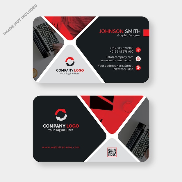 Diseño de plantilla de tarjeta de visita de estilo rojo y negro profesional minimalista digital