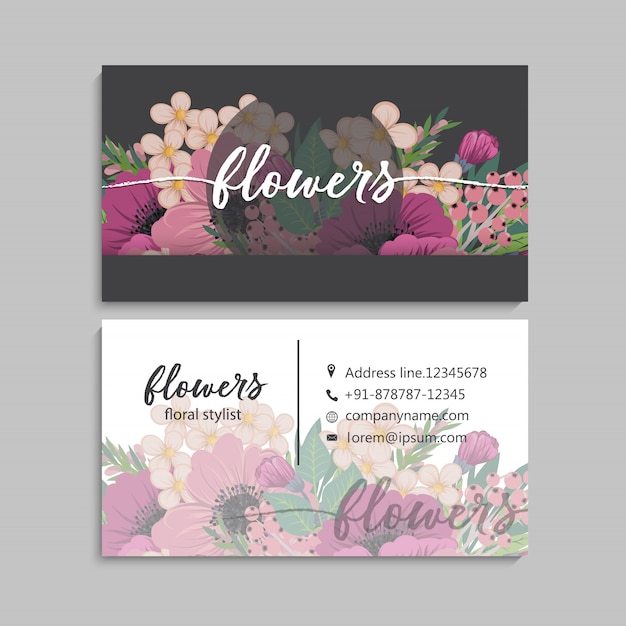 Diseño de plantilla de tarjeta de visita floral